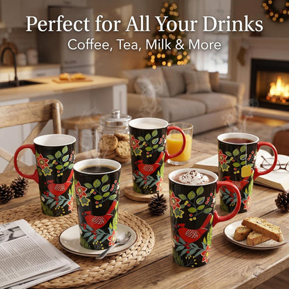 17oz Ceramic Travel Mug with Lid, Goldfinch Bird Coffee Mug, Large Floral Tea Cup with Handle, Microwave & Dishwasher Safe, Gift Box Included | Splash-resistant lid • Comfortable grip • Smooth ceramic finish • Easy cleaning • Gift box included