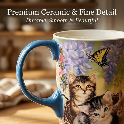 17oz Ceramic Travel Mug with Lid, Goldfinch Bird Coffee Mug, Large Floral Tea Cup with Handle, Microwave & Dishwasher Safe, Gift Box Included | Splash-resistant lid • Comfortable grip • Smooth ceramic finish • Easy cleaning • Gift box included