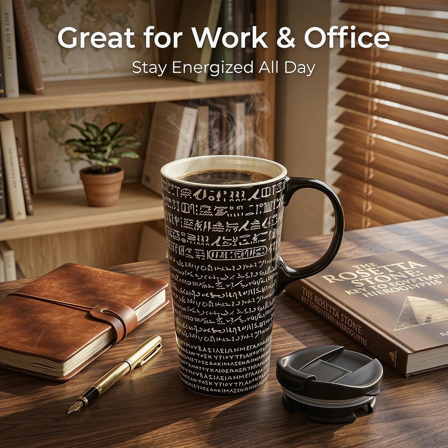 17oz Ceramic Travel Mug with Lid, Goldfinch Bird Coffee Mug, Large Floral Tea Cup with Handle, Microwave & Dishwasher Safe, Gift Box Included | Splash-resistant lid • Comfortable grip • Smooth ceramic finish • Easy cleaning • Gift box included
