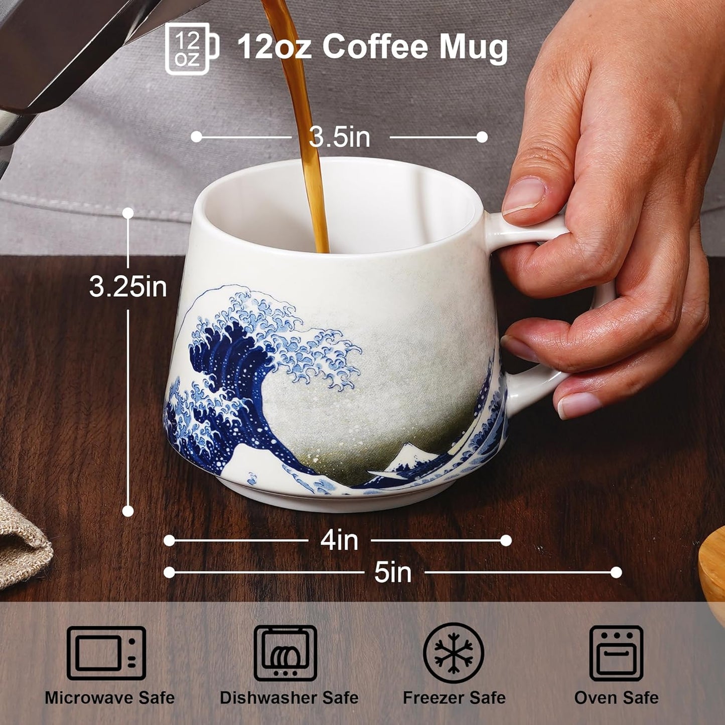 17oz Ceramic Travel Mug with Lid, Goldfinch Bird Coffee Mug, Large Floral Tea Cup with Handle, Microwave & Dishwasher Safe, Gift Box Included | Splash-resistant lid • Comfortable grip • Smooth ceramic finish • Easy cleaning • Gift box included