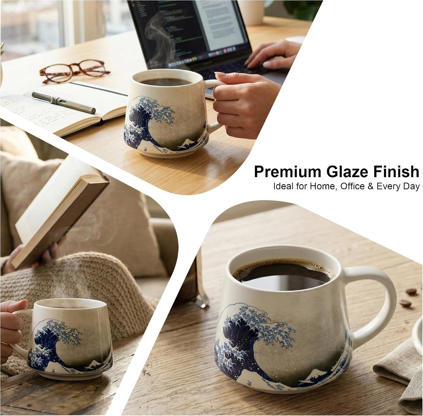 17oz Ceramic Travel Mug with Lid, Goldfinch Bird Coffee Mug, Large Floral Tea Cup with Handle, Microwave & Dishwasher Safe, Gift Box Included | Splash-resistant lid • Comfortable grip • Smooth ceramic finish • Easy cleaning • Gift box included