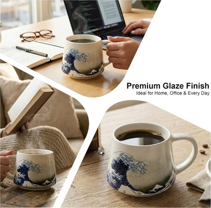 17oz Ceramic Travel Mug with Lid, Goldfinch Bird Coffee Mug, Large Floral Tea Cup with Handle, Microwave & Dishwasher Safe, Gift Box Included | Splash-resistant lid • Comfortable grip • Smooth ceramic finish • Easy cleaning • Gift box included