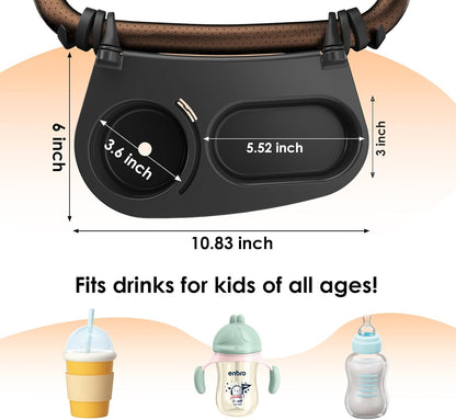 Upgrade Universal Stroller Snack Tray-Compatible with Nuna Uppababy Bugaboo,Stroller Cup Holder Tray with Silicone Arms Grip Bumper Bar,Stroller Tray Attachment with Cups Holder for Baby Toddler