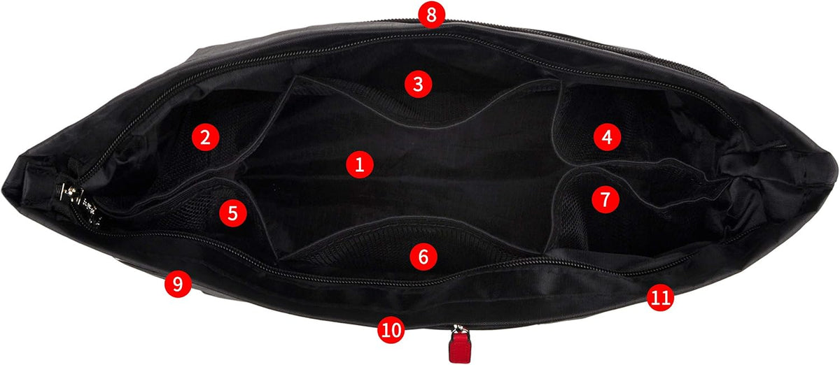 Handbag Purse Tote Pocketbook Organizer Insert Zipper Closure 11 Pockets 3 Sizes Many Colors