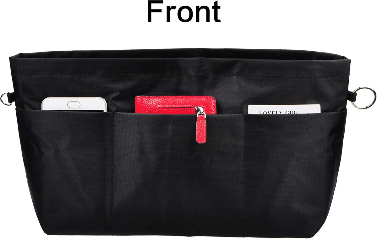 Handbag Purse Tote Pocketbook Organizer Insert Zipper Closure 11 Pockets 3 Sizes Many Colors