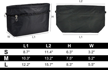 Handbag Purse Tote Pocketbook Organizer Insert Zipper Closure 11 Pockets 3 Sizes Many Colors