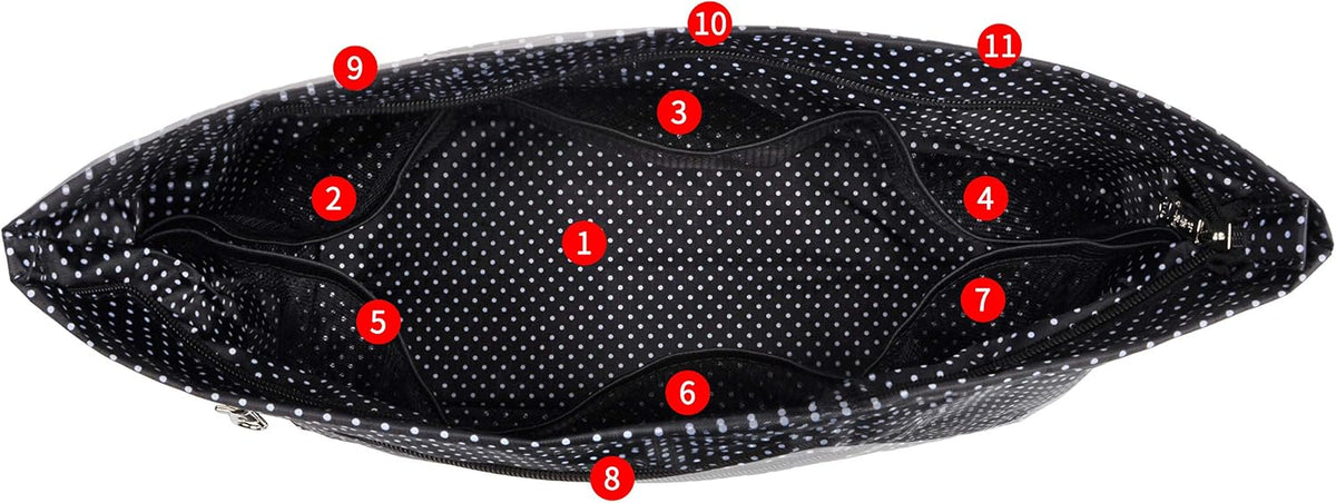 Handbag Purse Tote Pocketbook Organizer Insert Zipper Closure 11 Pockets 3 Sizes Many Colors