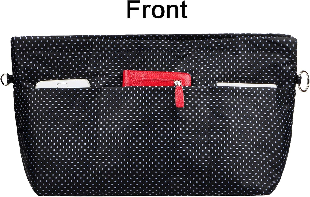 Handbag Purse Tote Pocketbook Organizer Insert Zipper Closure 11 Pockets 3 Sizes Many Colors
