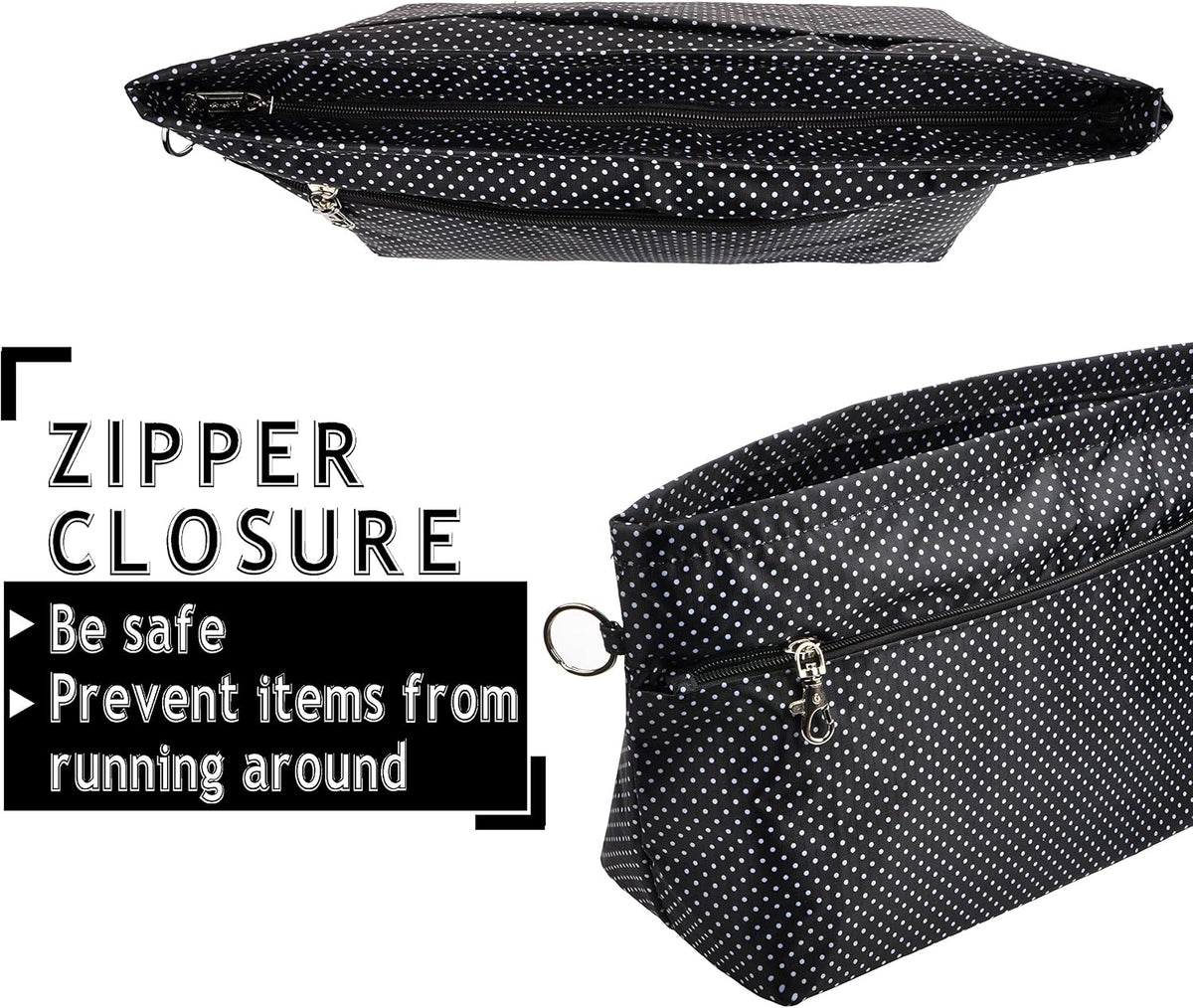 Handbag Purse Tote Pocketbook Organizer Insert Zipper Closure 11 Pockets 3 Sizes Many Colors
