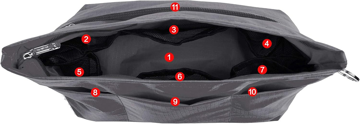 Handbag Purse Tote Pocketbook Organizer Insert Zipper Closure 11 Pockets 3 Sizes Many Colors