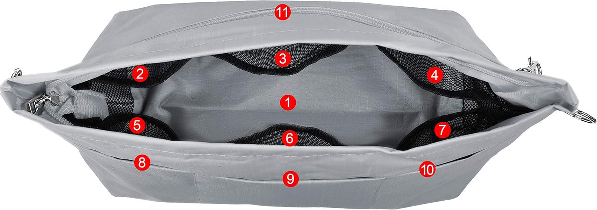 Handbag Purse Tote Pocketbook Organizer Insert Zipper Closure 11 Pockets 3 Sizes Many Colors