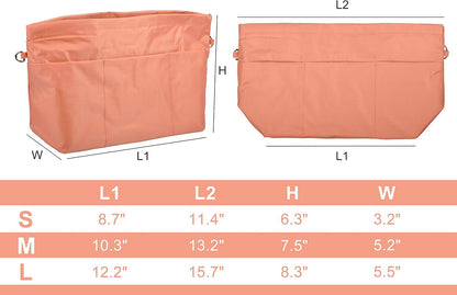 Handbag Purse Tote Pocketbook Organizer Insert Zipper Closure 11 Pockets 3 Sizes Many Colors
