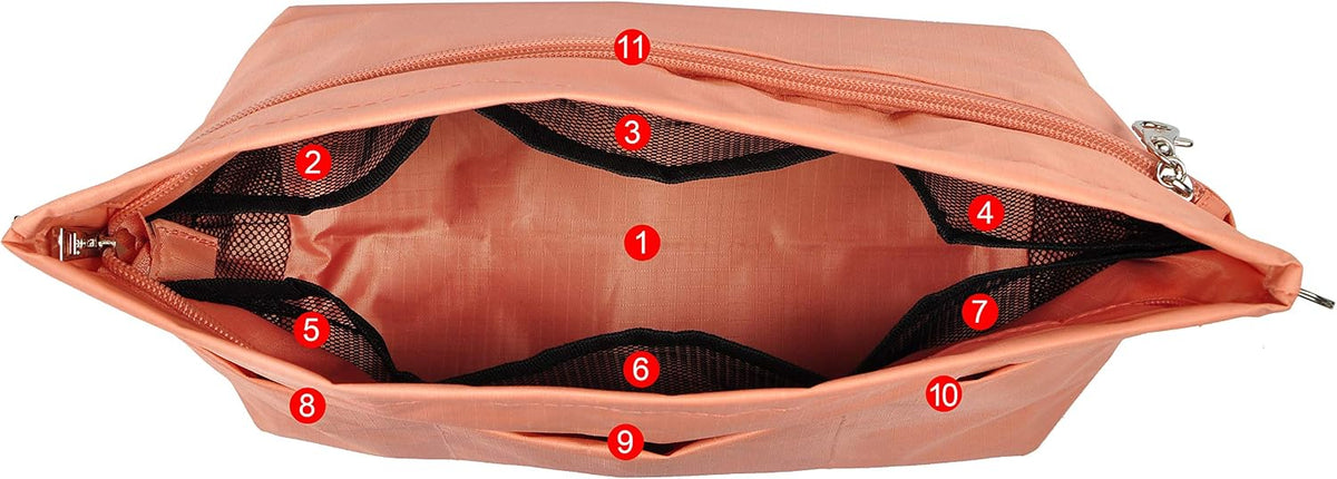 Handbag Purse Tote Pocketbook Organizer Insert Zipper Closure 11 Pockets 3 Sizes Many Colors