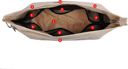 Handbag Purse Tote Pocketbook Organizer Insert Zipper Closure 11 Pockets 3 Sizes Many Colors