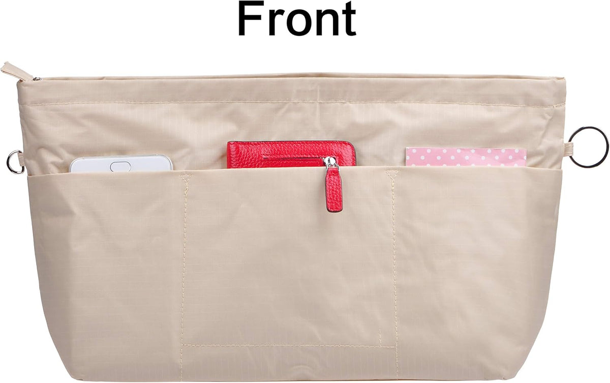 Handbag Purse Tote Pocketbook Organizer Insert Zipper Closure 11 Pockets 3 Sizes Many Colors