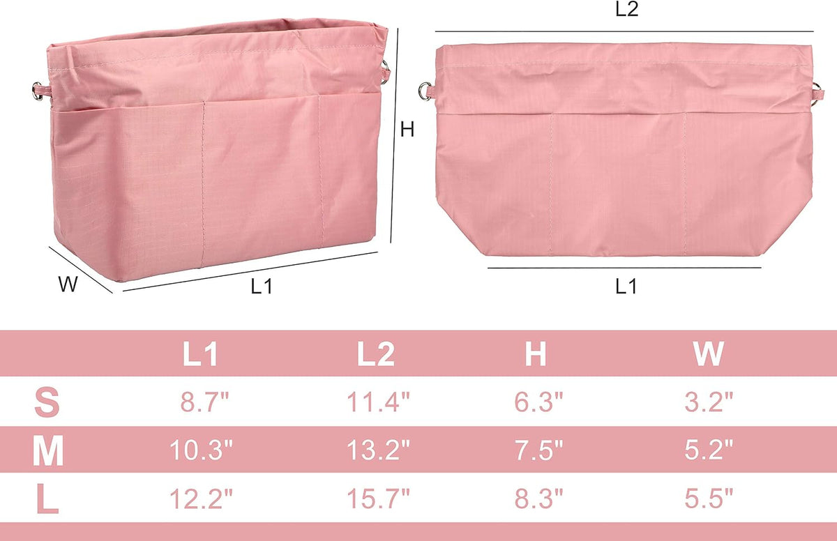 Handbag Purse Tote Pocketbook Organizer Insert Zipper Closure 11 Pockets 3 Sizes Many Colors