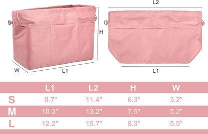 Handbag Purse Tote Pocketbook Organizer Insert Zipper Closure 11 Pockets 3 Sizes Many Colors