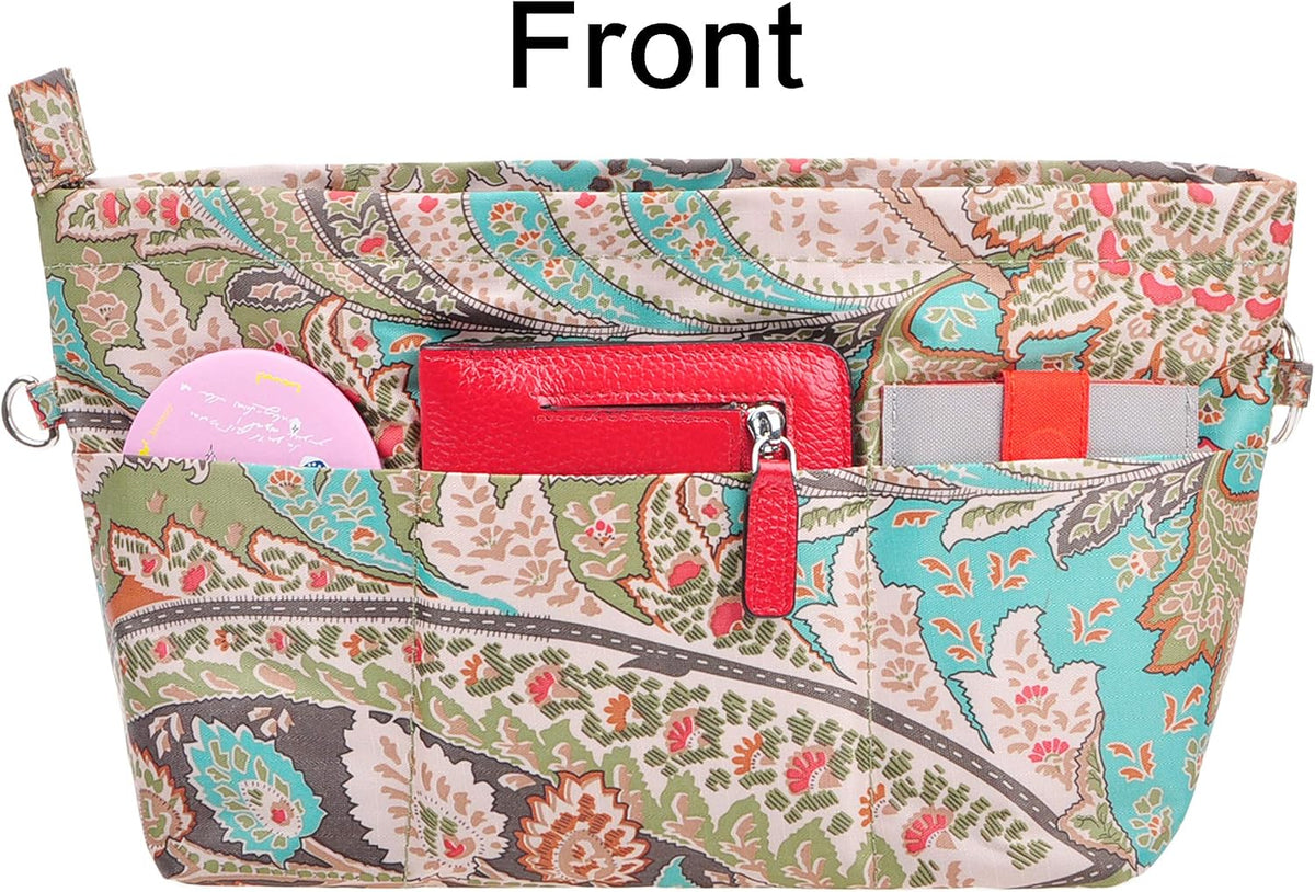 Handbag Purse Tote Pocketbook Organizer Insert Zipper Closure 11 Pockets 3 Sizes Many Colors