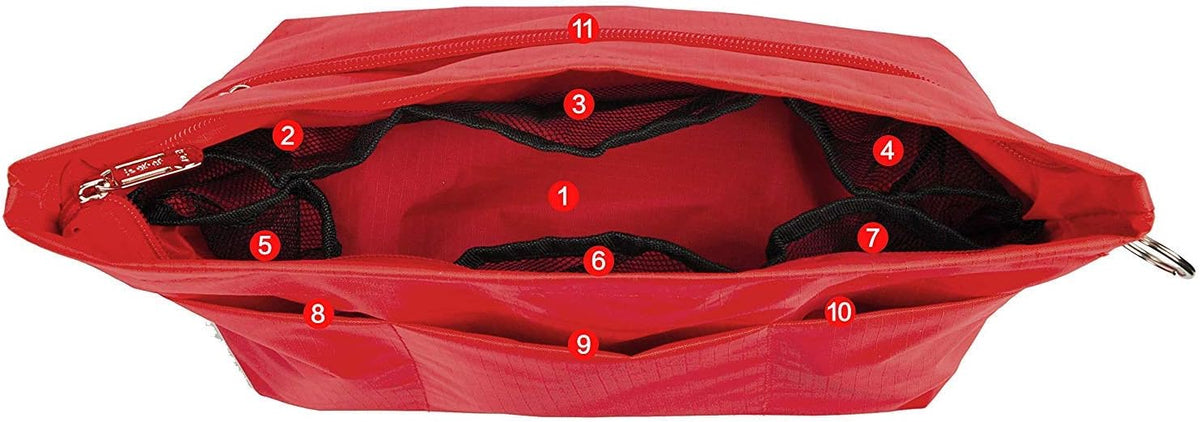 Handbag Purse Tote Pocketbook Organizer Insert Zipper Closure 11 Pockets 3 Sizes Many Colors