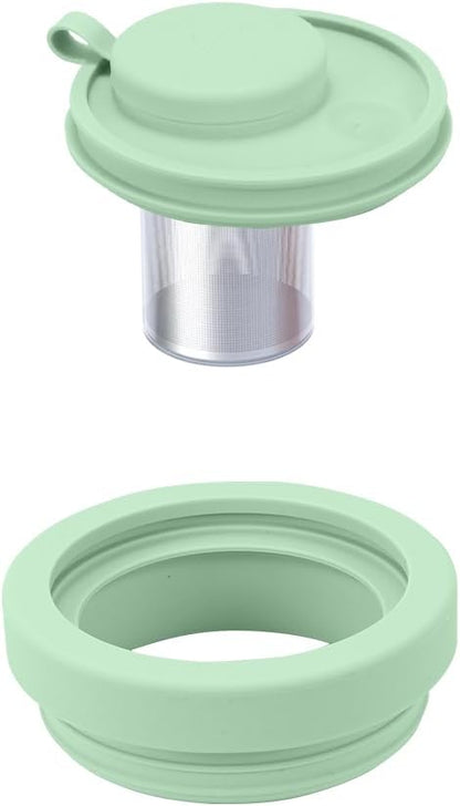 40 Oz Tumbler Lid with Built-in Pill Organizer, Reusable Silicone Tumbler Cover Replacement with Pillbox 2 Grids, Cup Cap with Pill Organizers and Straw Hole (Cream Pill-organizer 1 Pcs)