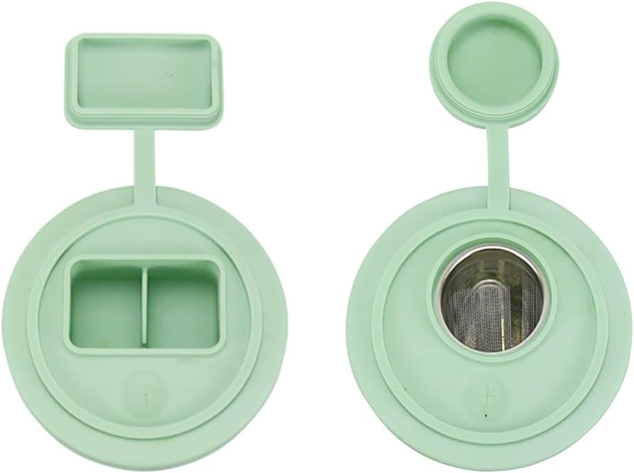 40 Oz Tumbler Lid with Built-in Pill Organizer, Reusable Silicone Tumbler Cover Replacement with Pillbox 2 Grids, Cup Cap with Pill Organizers and Straw Hole (Cream Pill-organizer 1 Pcs)