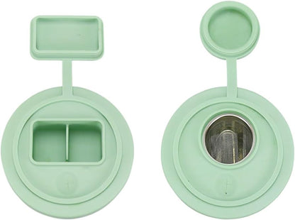 40 Oz Tumbler Lid with Built-in Pill Organizer, Reusable Silicone Tumbler Cover Replacement with Pillbox 2 Grids, Cup Cap with Pill Organizers and Straw Hole (Cream Pill-organizer 1 Pcs)