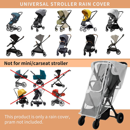 Stroller Rain Cover for Nuna - Waterproof & Windproof Weather Shield for Nuna Baby Strollers | Universal Fit for Nuna Mixx, Nuna TRVL & More | See-Through Window & Mesh Vents