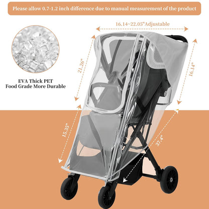 Stroller Rain Cover for Nuna - Waterproof & Windproof Weather Shield for Nuna Baby Strollers | Universal Fit for Nuna Mixx, Nuna TRVL & More | See-Through Window & Mesh Vents
