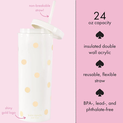 Insulated Tumbler with Reusable Straw, 24 Ounce Acrylic Travel Cup with Lid, Bookshelf