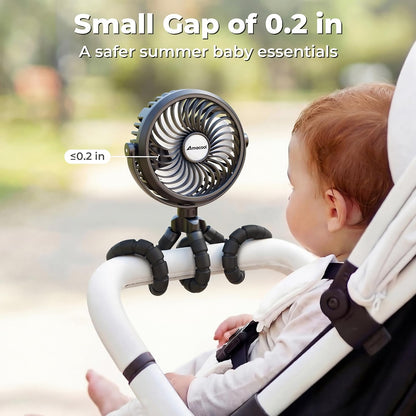 Battery Operated Stroller Fan, Portable Clip On Fan Rechargeable