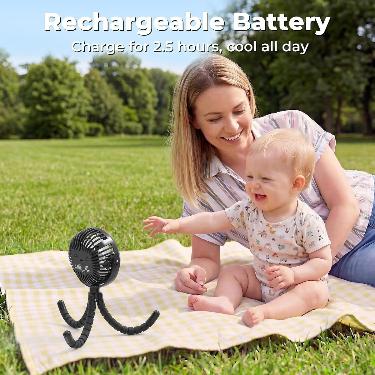 Battery Operated Stroller Fan, Portable Clip On Fan Rechargeable