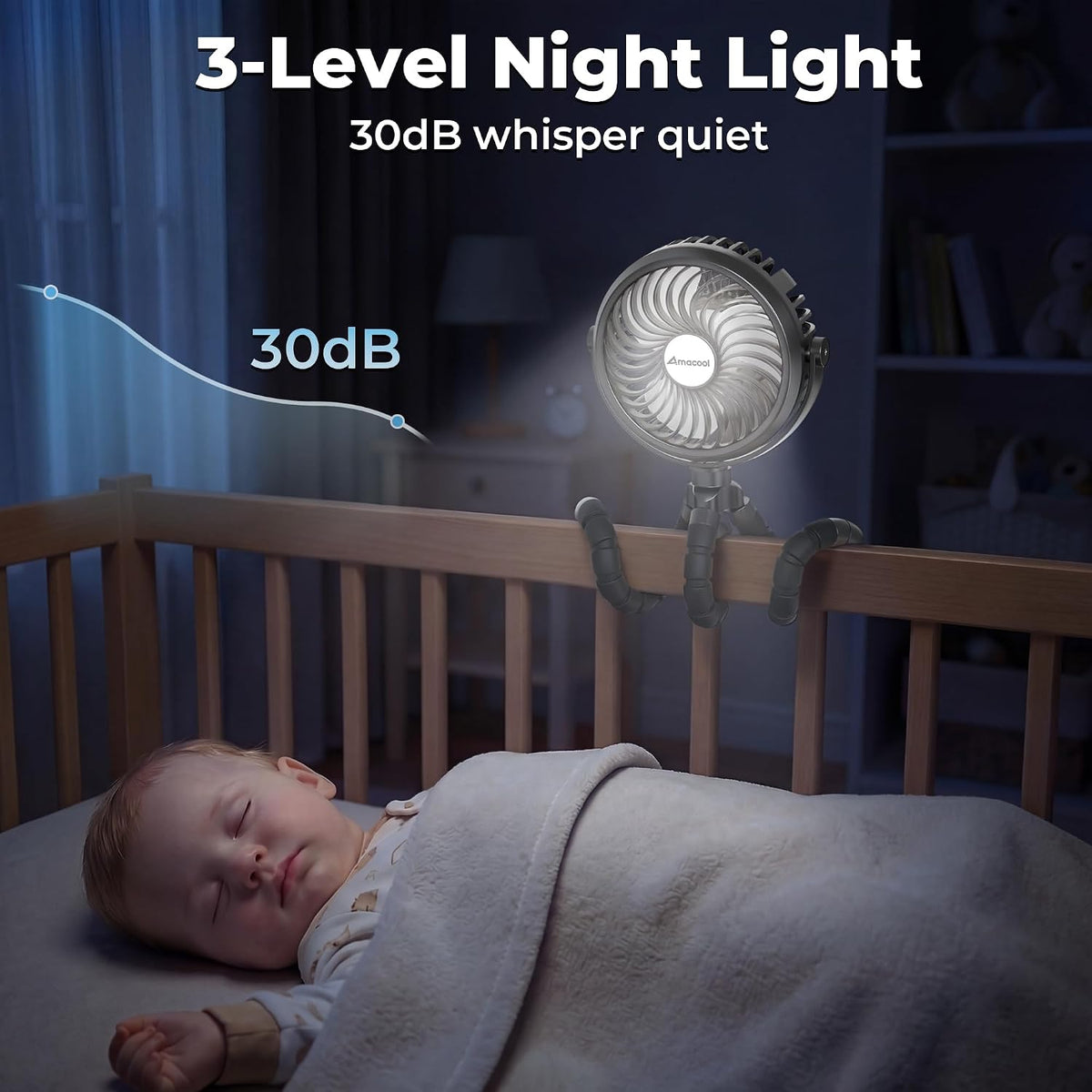 Battery Operated Stroller Fan, Portable Clip On Fan Rechargeable