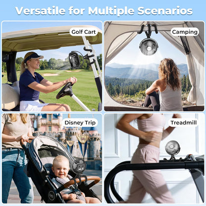 Battery Operated Stroller Fan, Portable Clip On Fan Rechargeable