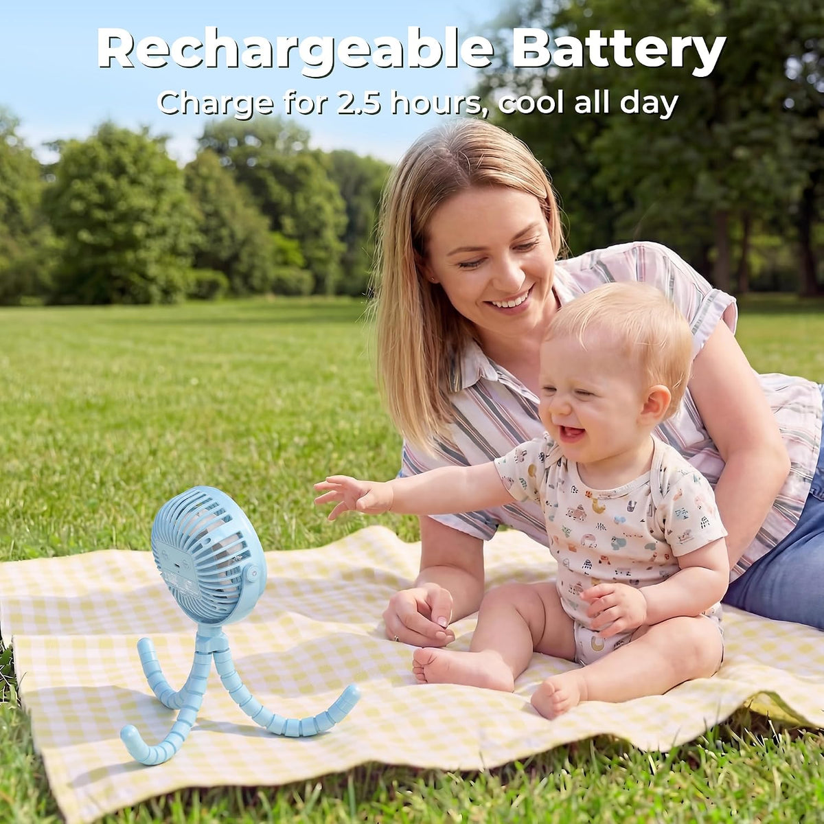 Battery Operated Stroller Fan, Portable Clip On Fan Rechargeable