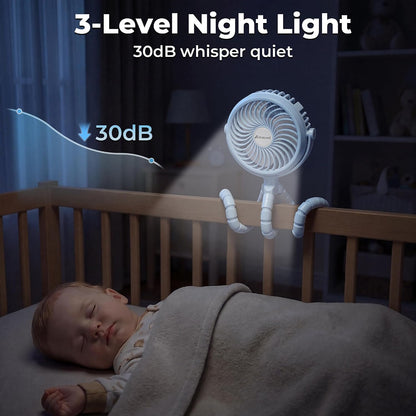 Battery Operated Stroller Fan, Portable Clip On Fan Rechargeable