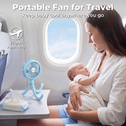 Battery Operated Stroller Fan, Portable Clip On Fan Rechargeable