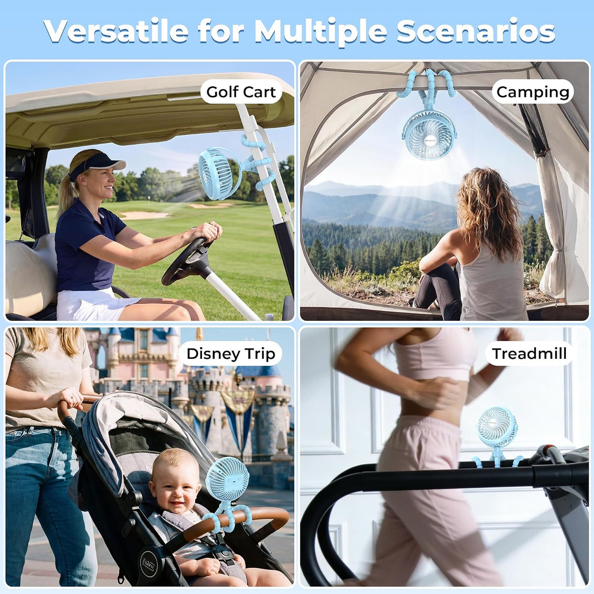 Battery Operated Stroller Fan, Portable Clip On Fan Rechargeable