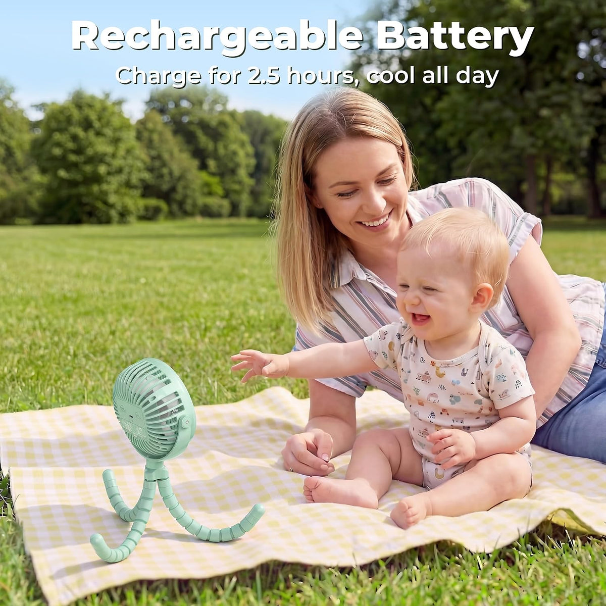 Battery Operated Stroller Fan, Portable Clip On Fan Rechargeable