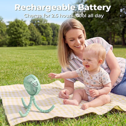 Battery Operated Stroller Fan, Portable Clip On Fan Rechargeable