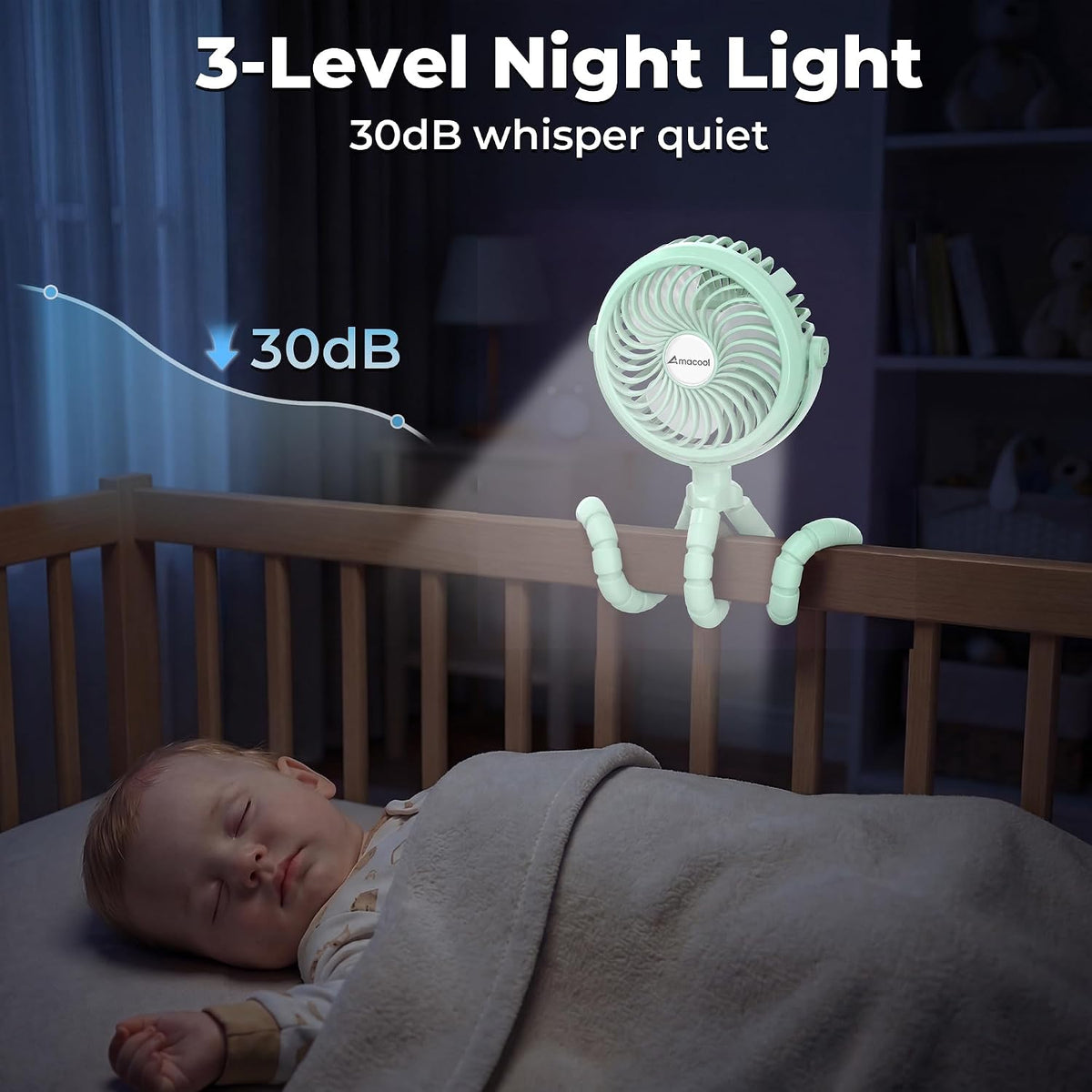 Battery Operated Stroller Fan, Portable Clip On Fan Rechargeable