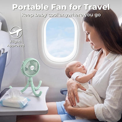 Battery Operated Stroller Fan, Portable Clip On Fan Rechargeable
