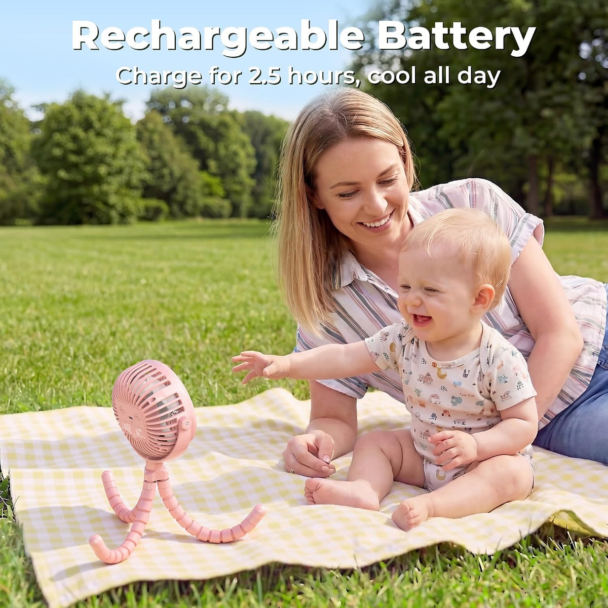 Battery Operated Stroller Fan, Portable Clip On Fan Rechargeable