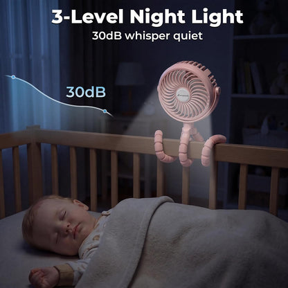 Battery Operated Stroller Fan, Portable Clip On Fan Rechargeable