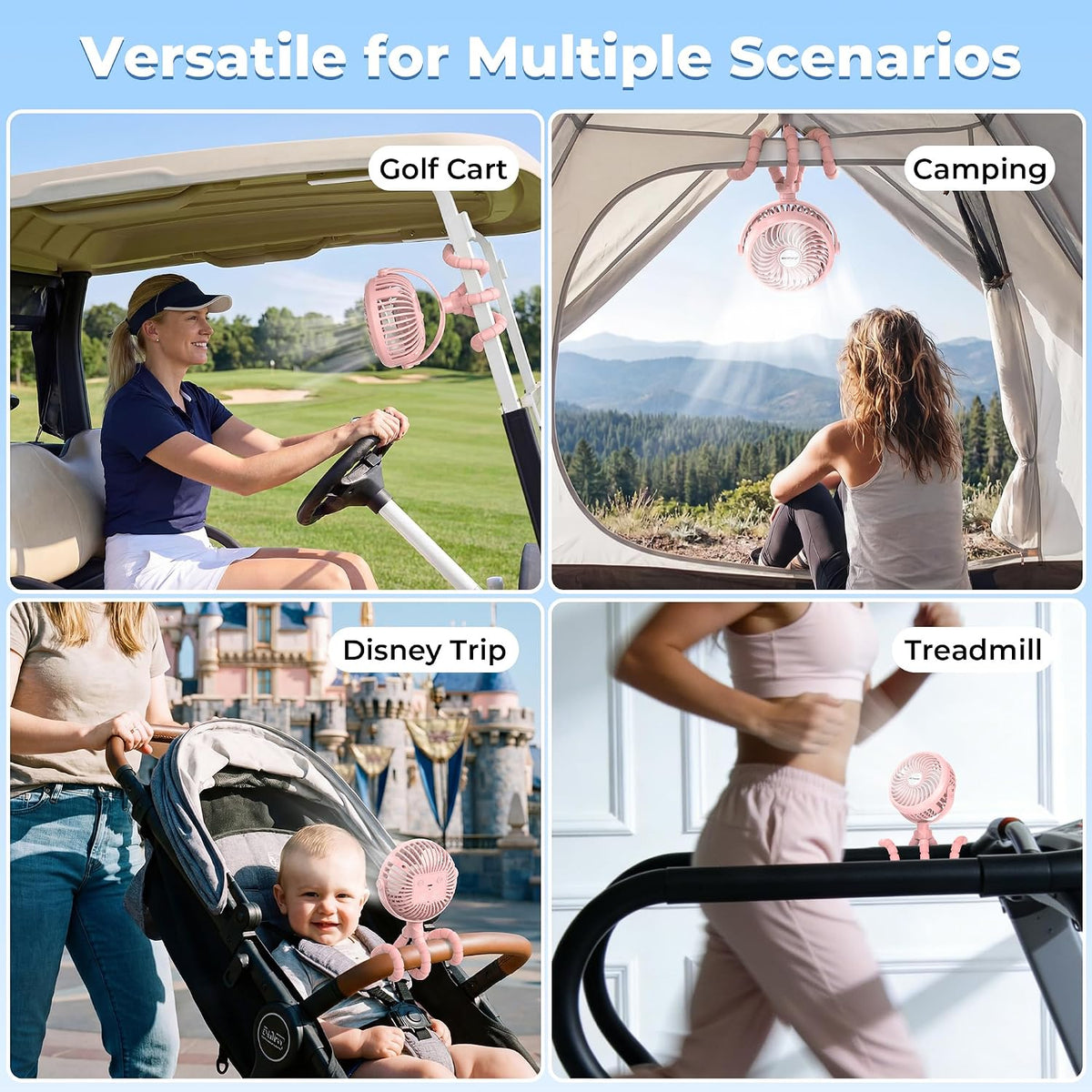 Battery Operated Stroller Fan, Portable Clip On Fan Rechargeable