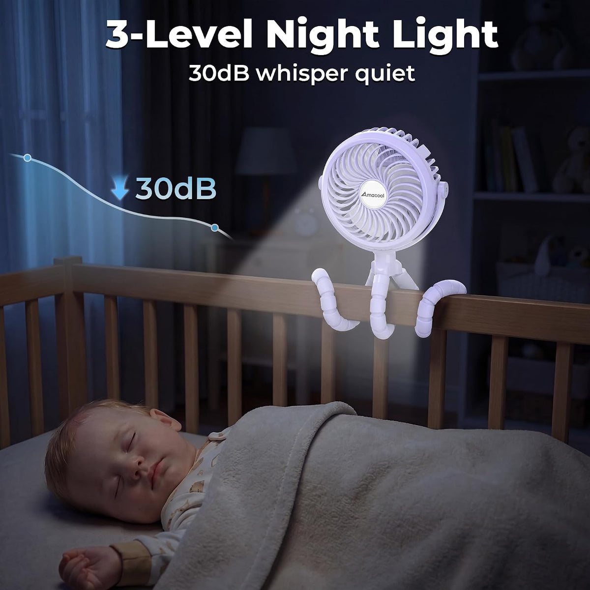Battery Operated Stroller Fan, Portable Clip On Fan Rechargeable