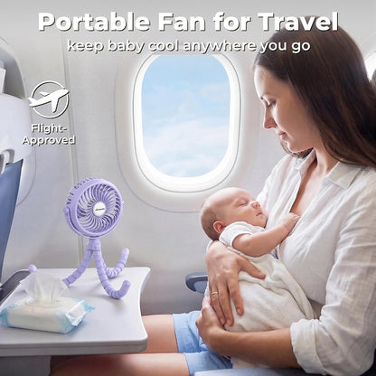 Battery Operated Stroller Fan, Portable Clip On Fan Rechargeable