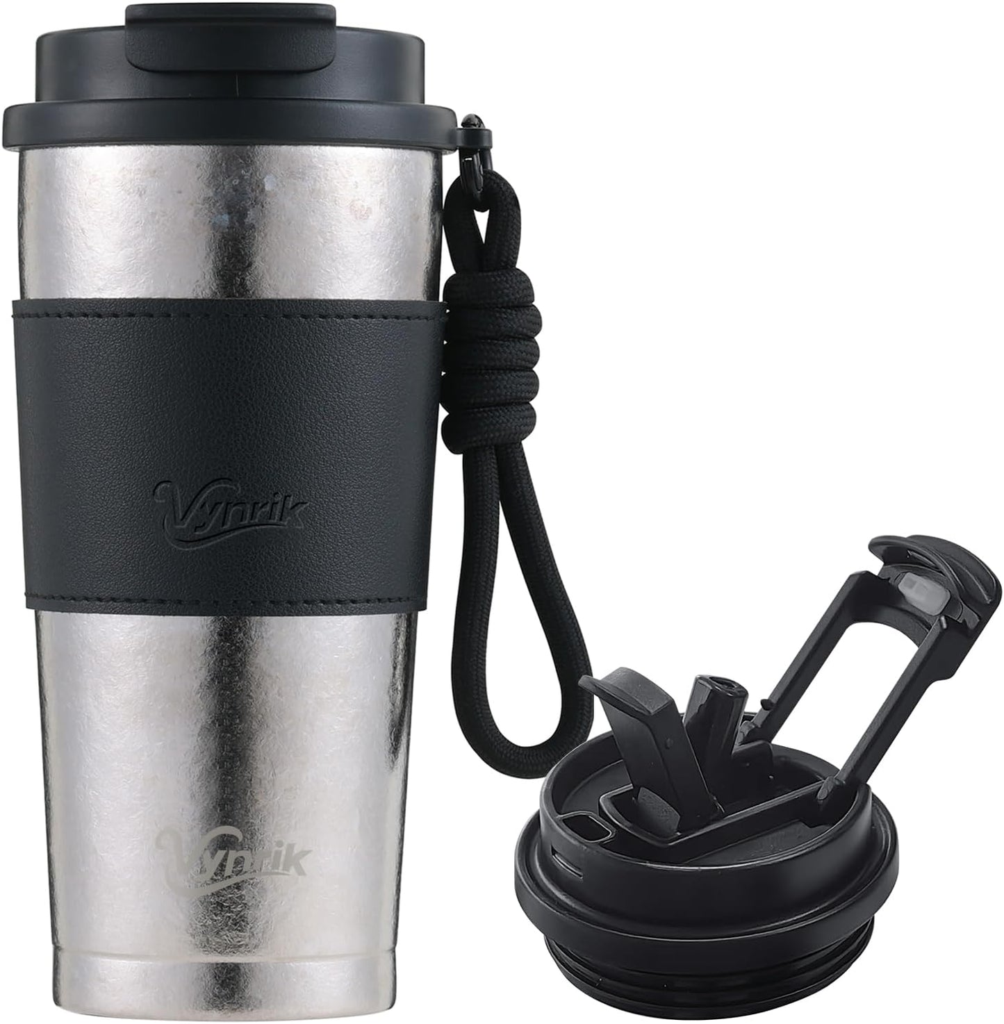 Flip Straw Travel Coffee Mug Leak Proof,Reusable Insulated Coffee Tumbler With Lid And Straw,Titanium Water Bottle Lightweight,Gift(BROWN)
