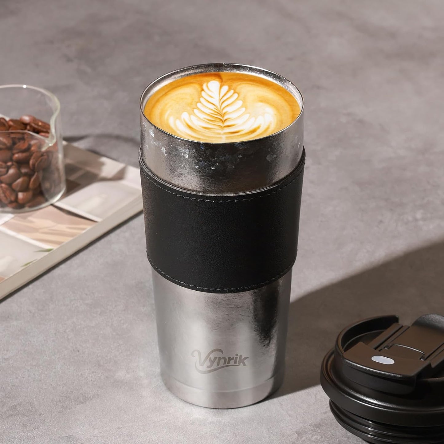 Flip Straw Travel Coffee Mug Leak Proof,Reusable Insulated Coffee Tumbler With Lid And Straw,Titanium Water Bottle Lightweight,Gift(BROWN)