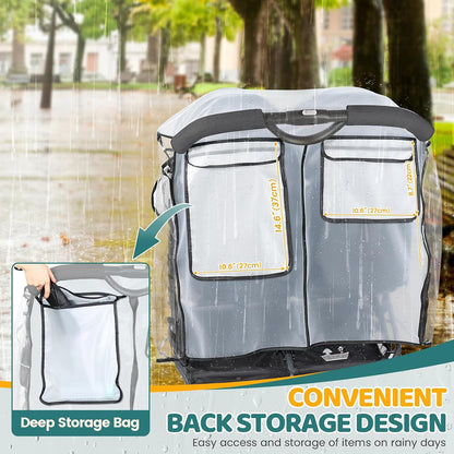Universal Double Stroller Rain Cover, Easy Access, Durable, Clear