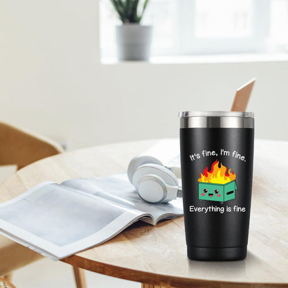 Funny Fox Tumbler 20oz | Oh For Fox Sake Insulated Coffee Mug with Straw and Brush | Double Wall Vacuum Stainless Steel | Leak Resistant Travel Cup for Car Office | Cute Gifts for Foxes Lovers Women